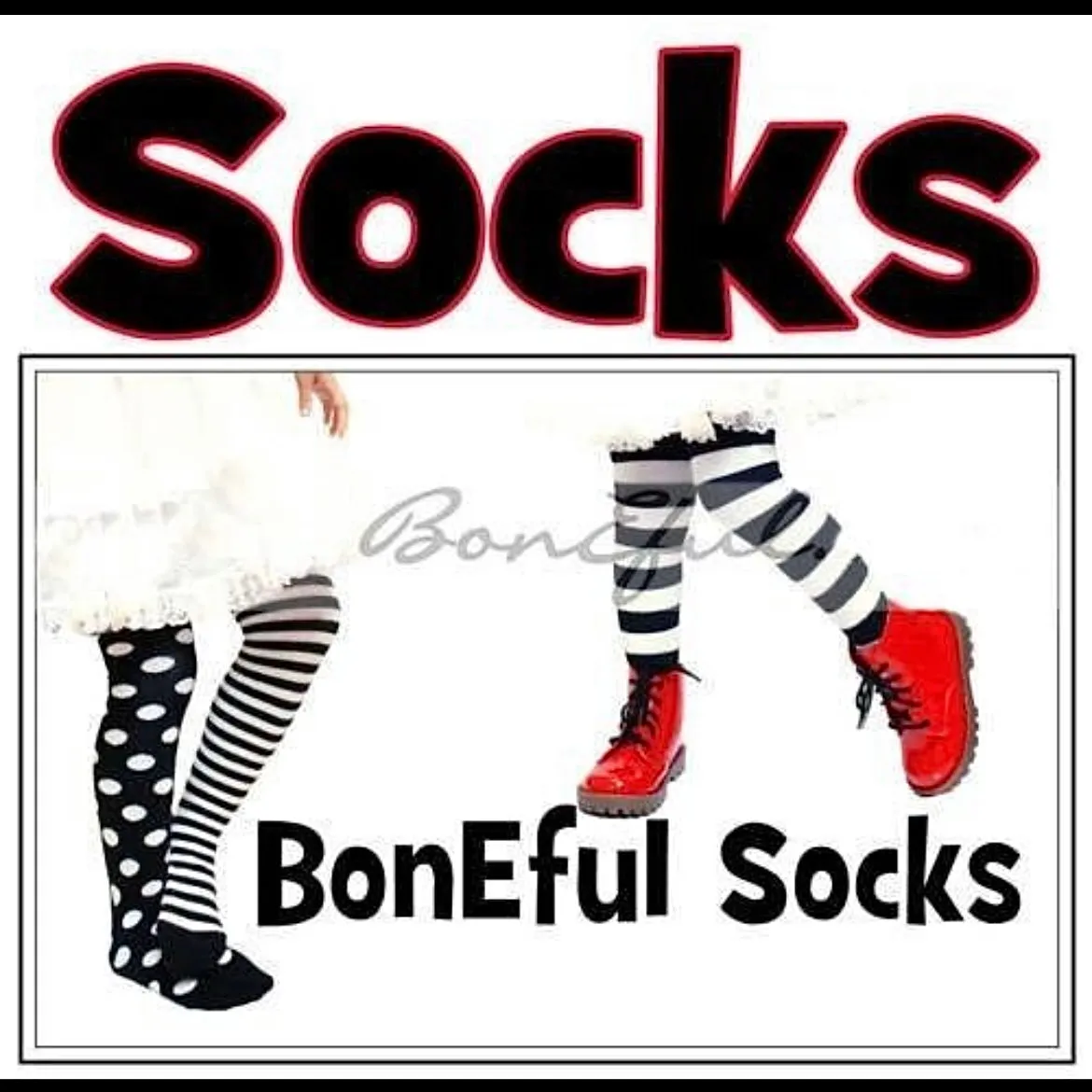 Knee Socks Kids 9-11 Rainbow Black Color Polka Dot High Fashion