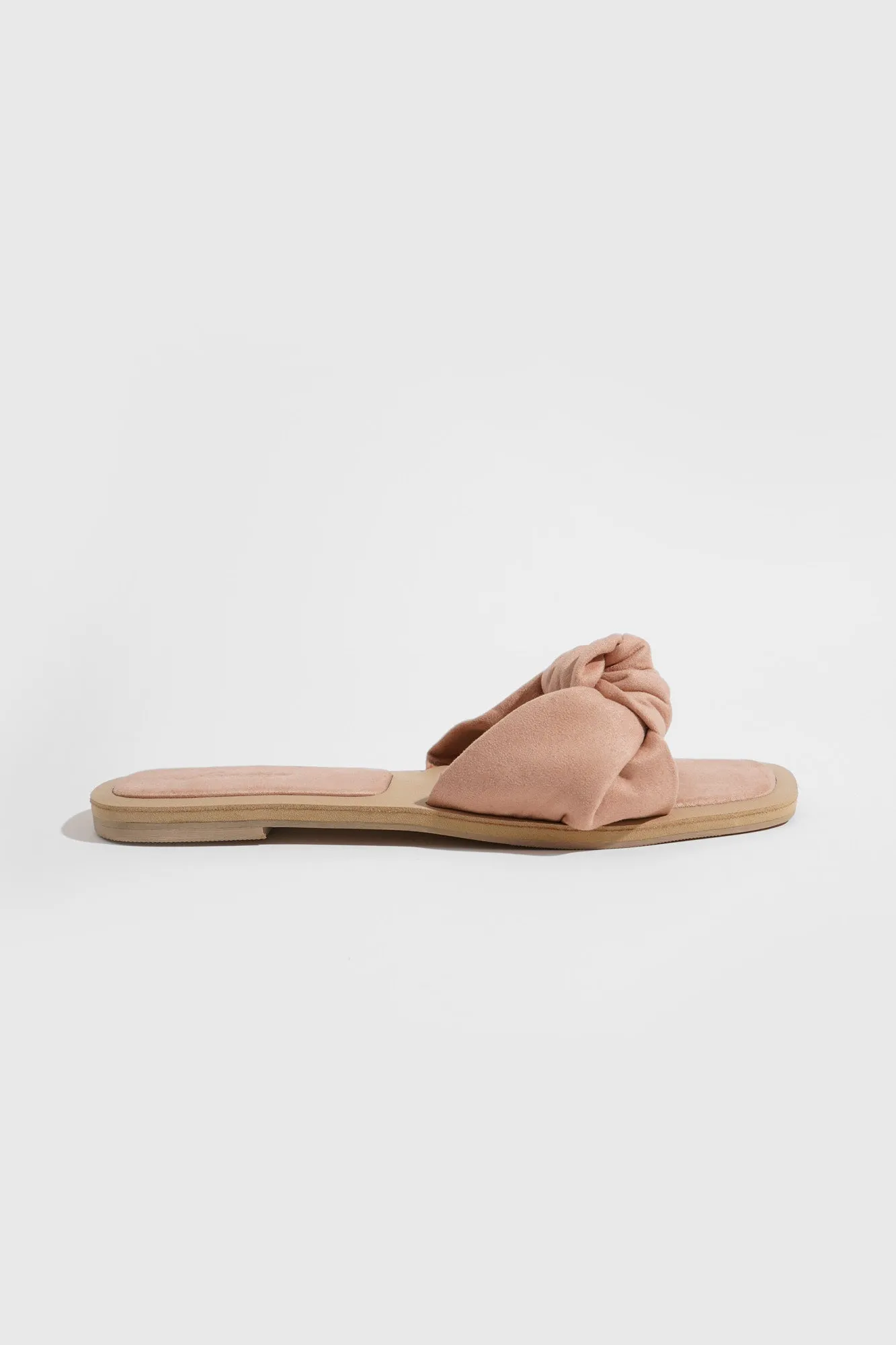 Knot Strap Suede Square Toe Padded Sandals