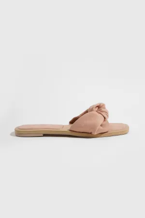 Knot Strap Suede Square Toe Padded Sandals