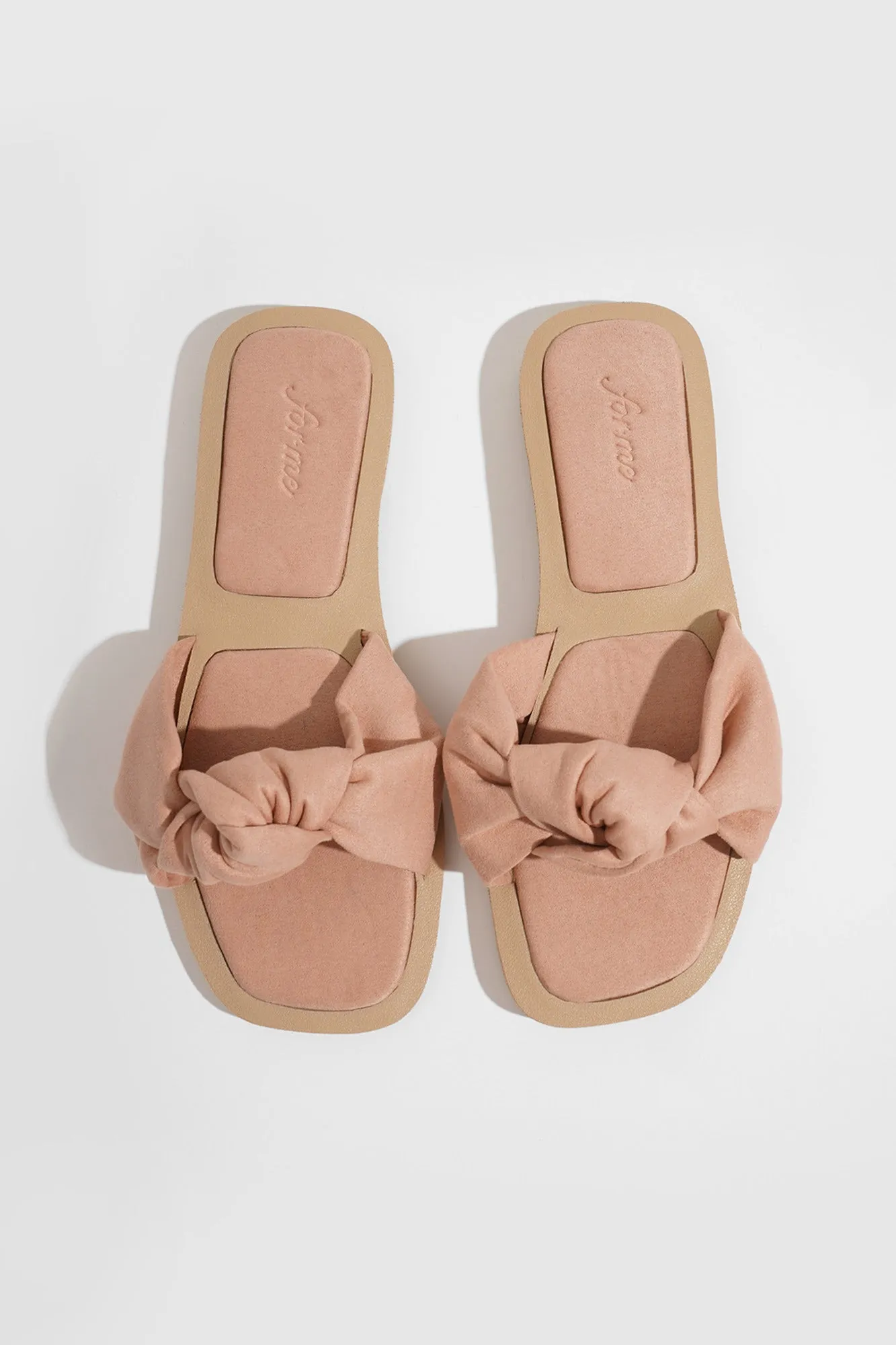 Knot Strap Suede Square Toe Padded Sandals