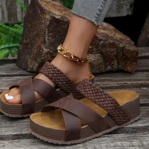 'Leumeah' Cross Strap Orthopedic Platform Sandals