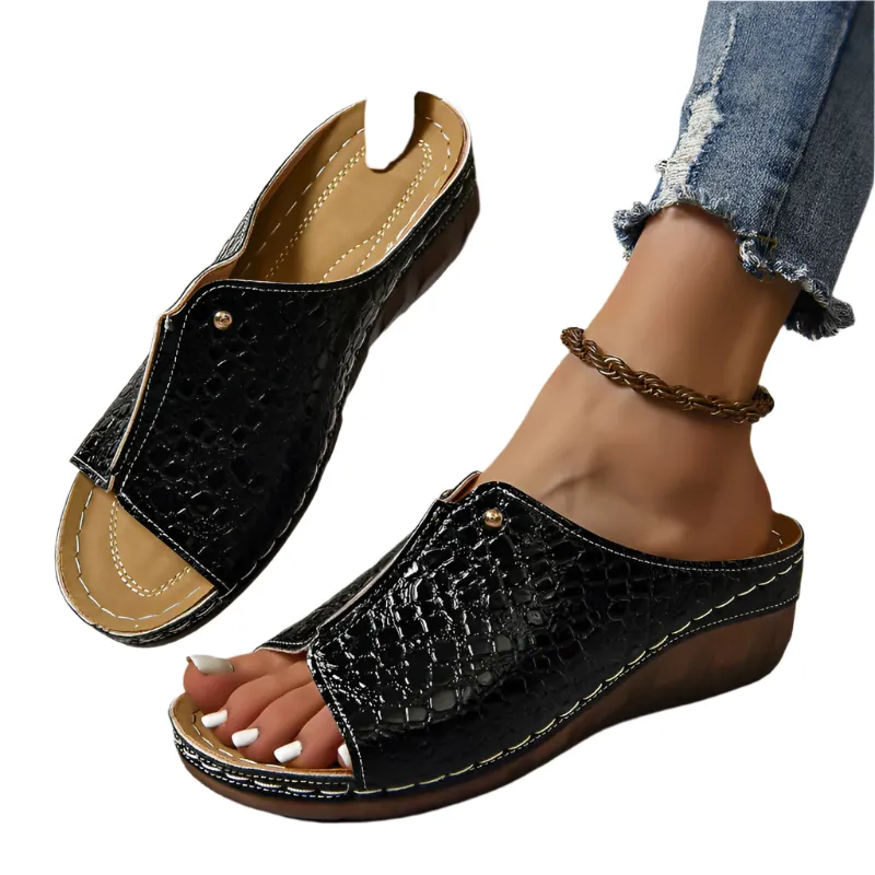 Lucia – Chic Peep Toe Slip-on Sandals for Women