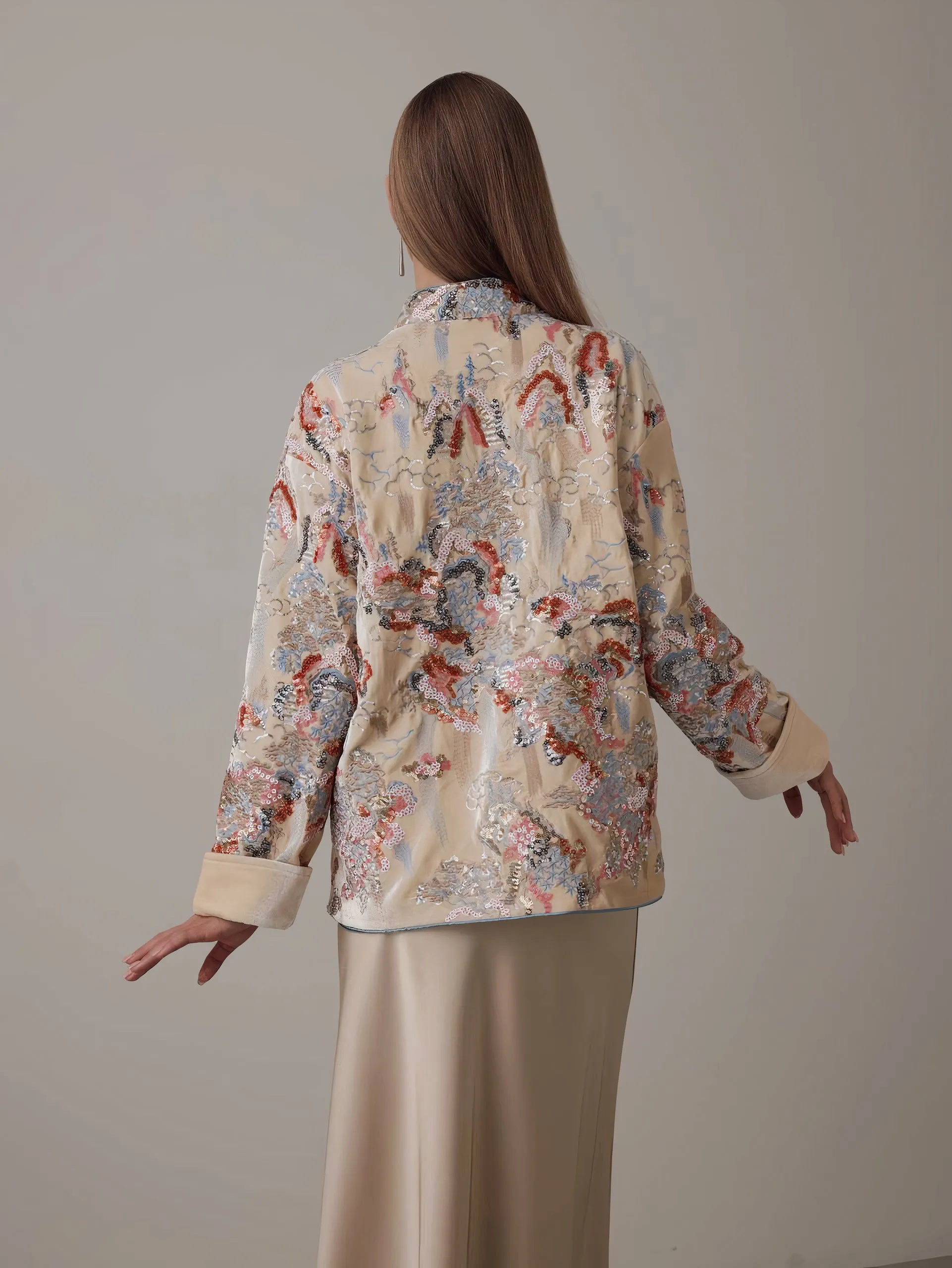 Luna Beige Satin Midi Skirt