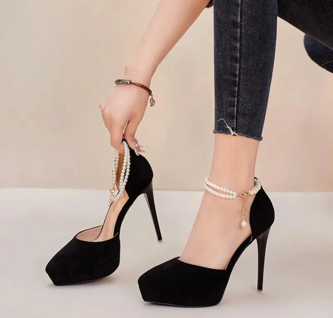 Mabel Pearl Strap Heels