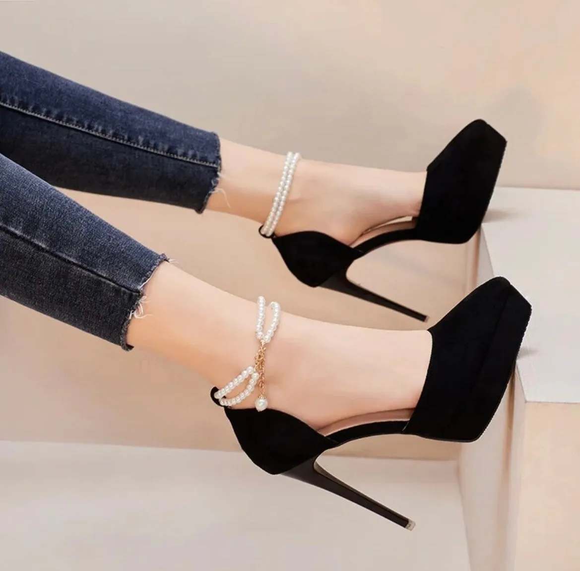 Mabel Pearl Strap Heels