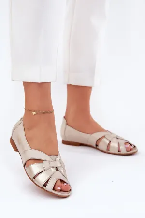 Maciejka yellow natural leather ballet flats