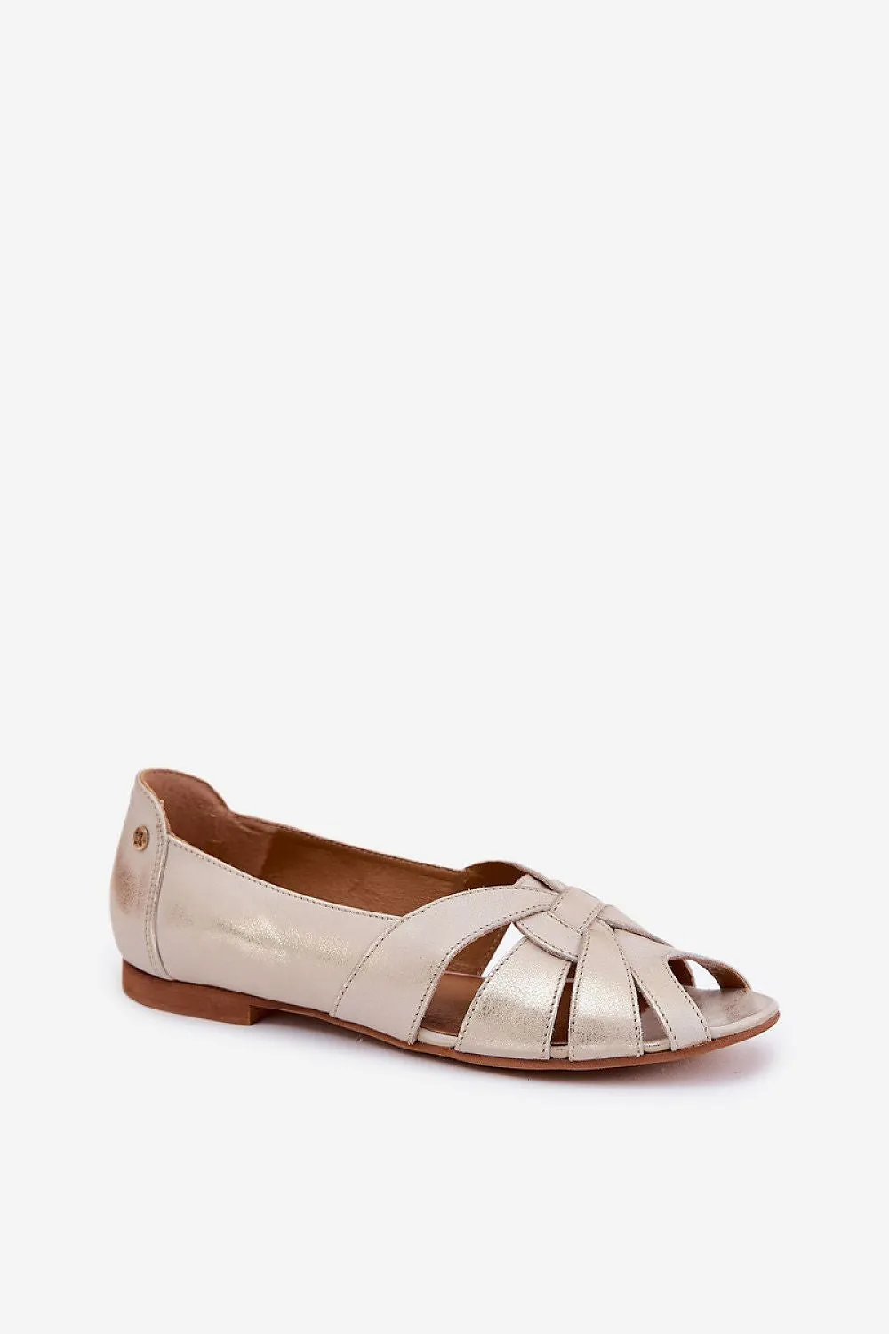 Maciejka yellow natural leather ballet flats