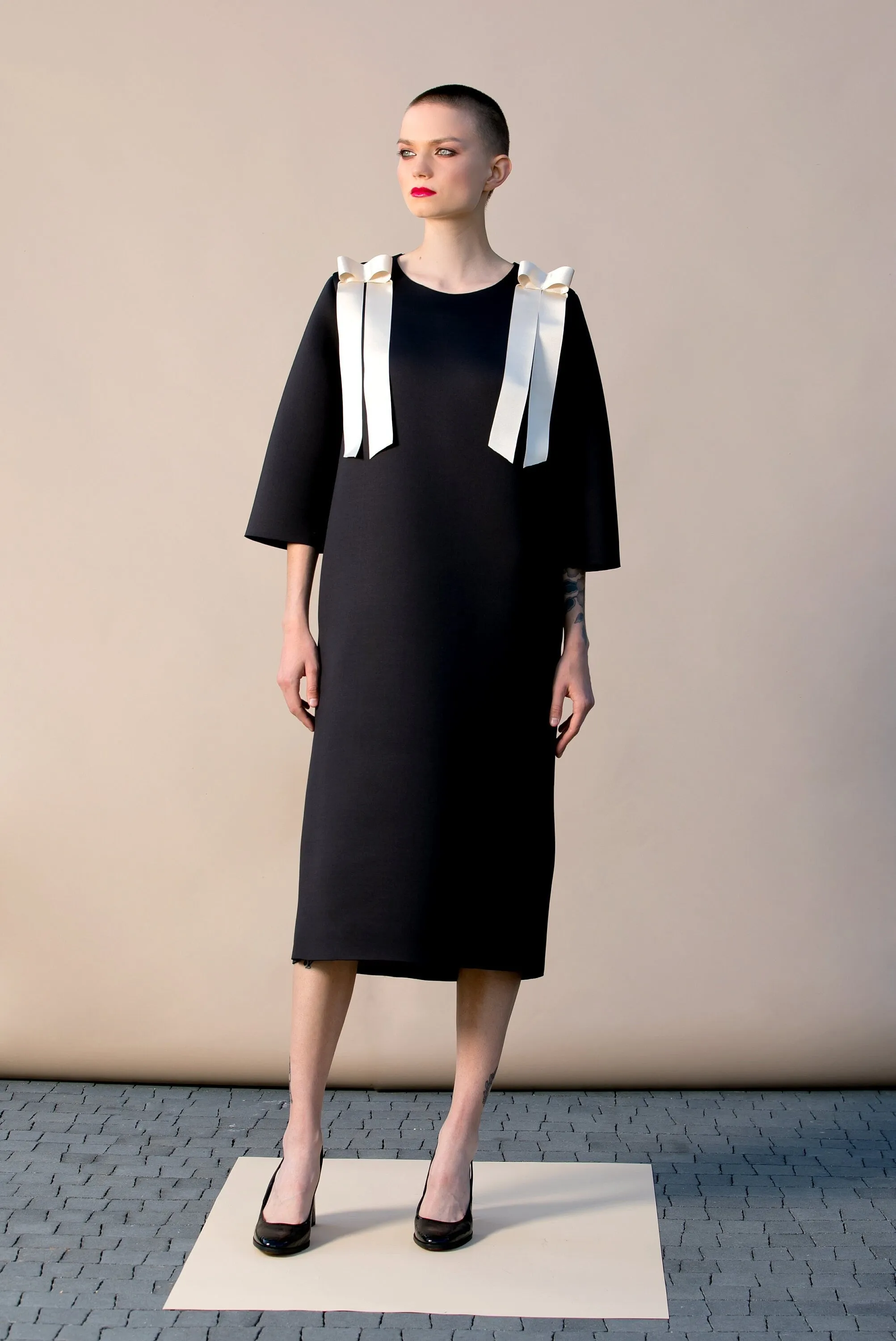 Neoprene Dress With Ribbons