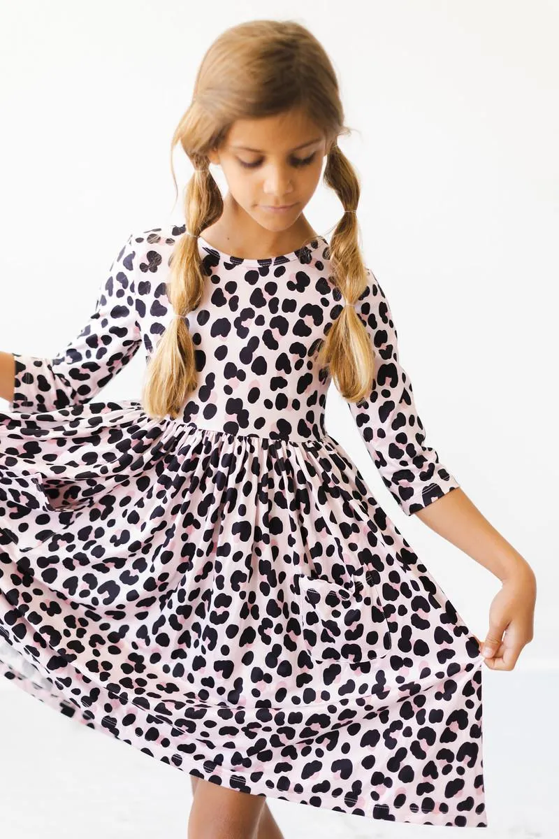 ON THE WILD SIDE 3/4 SLEEVE POCKET TWIRL DRESS