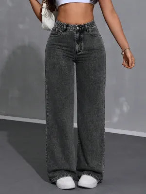 Pantalones de mezclilla anchos para mujer  CR