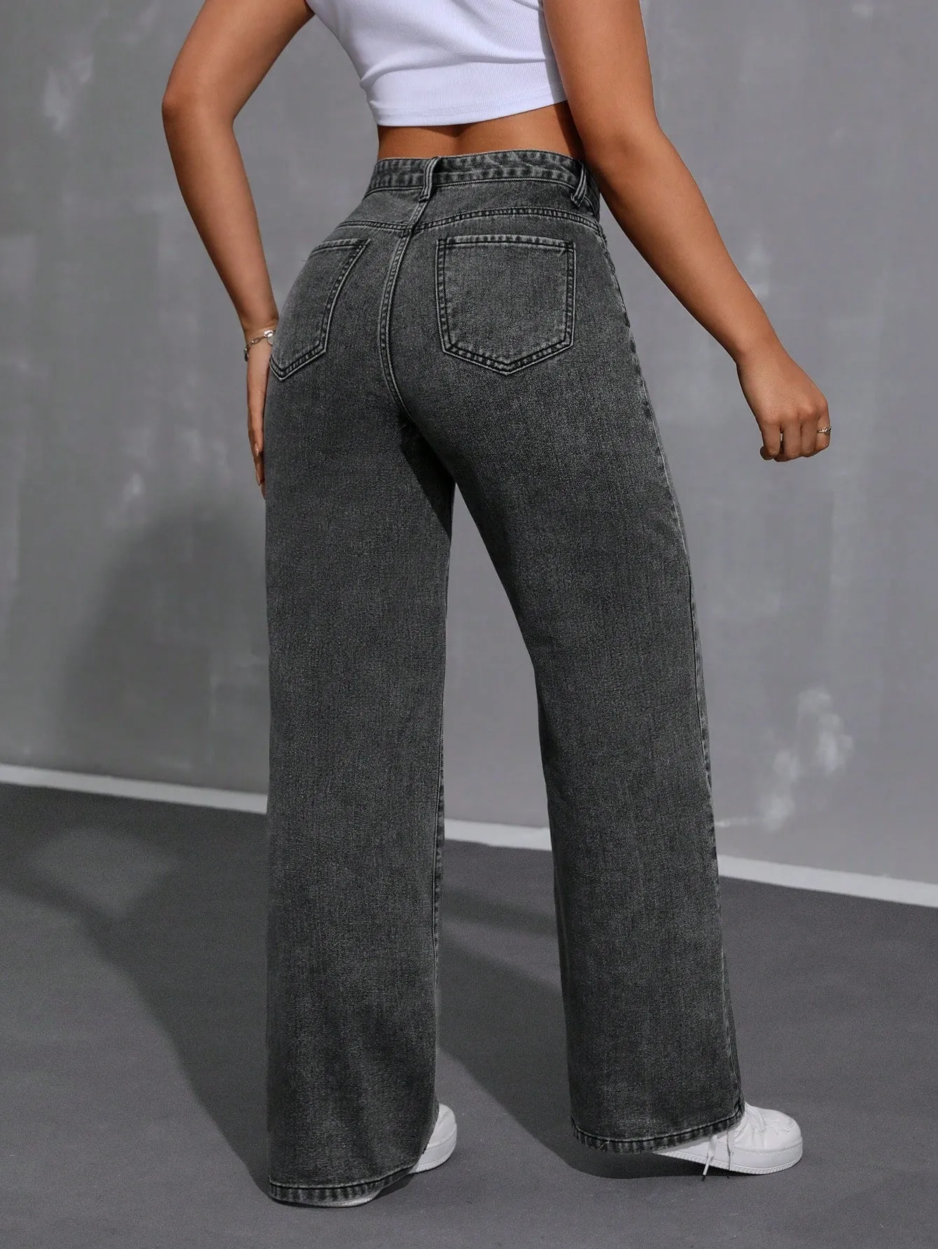 Pantalones de mezclilla anchos para mujer  CR