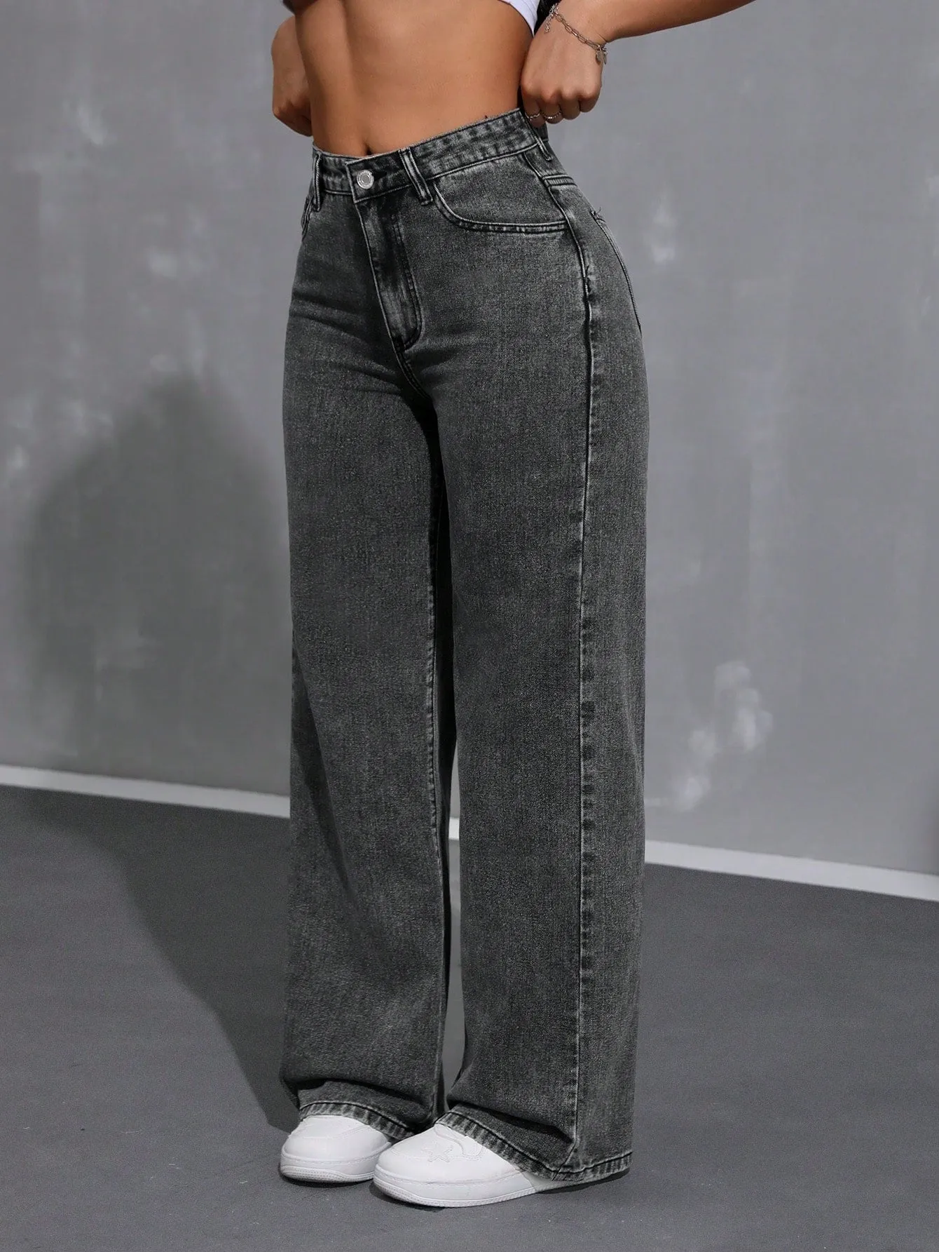 Pantalones de mezclilla anchos para mujer  CR