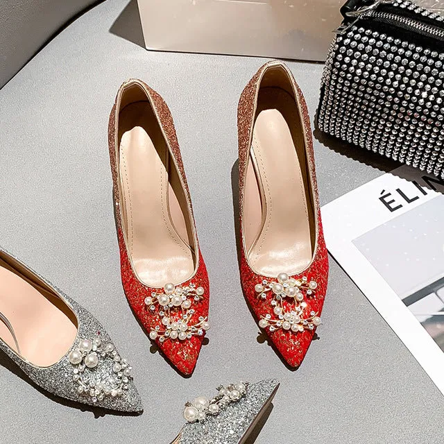 Pearl Shallow Mouth Bridesmaid Wedding Shoes