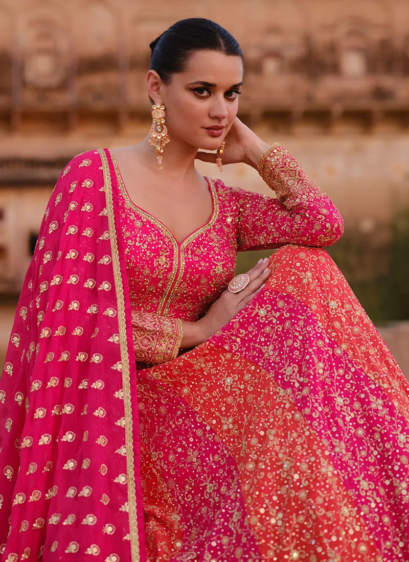 Pink Thread And Sequence Embroidery Anarkali Gown