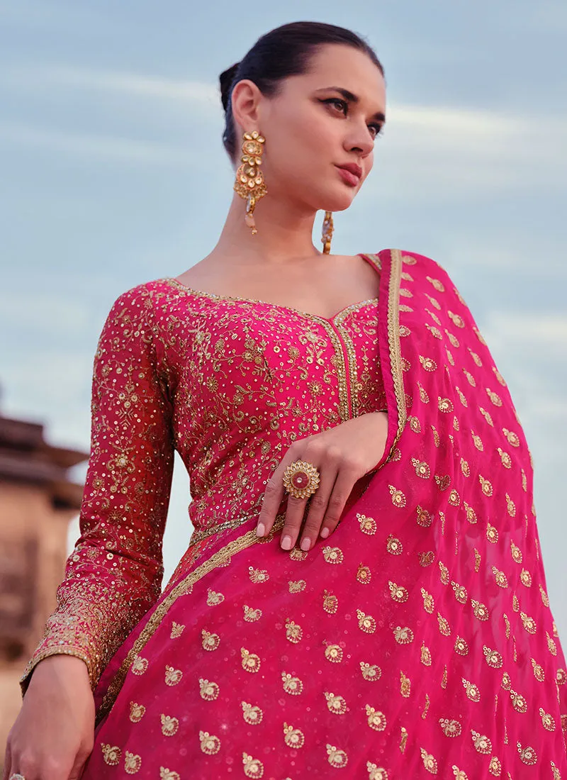 Pink Thread And Sequence Embroidery Anarkali Gown