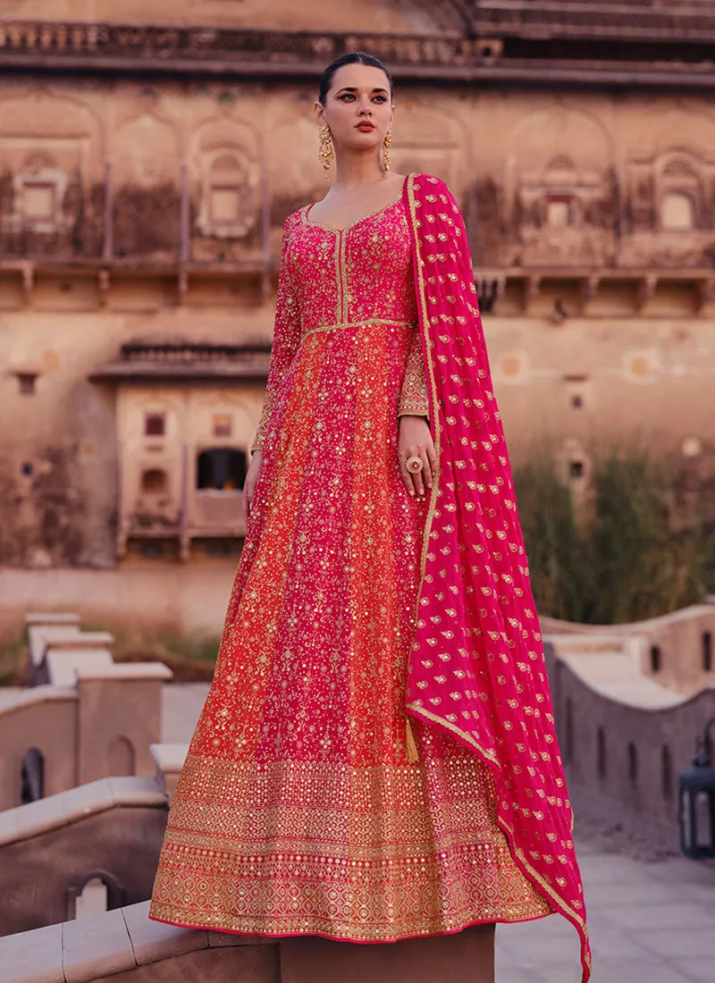 Pink Thread And Sequence Embroidery Anarkali Gown