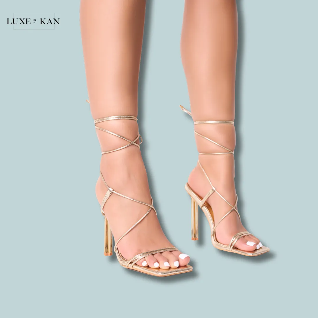 PUBLIC DESIRE SEREN STRAPPY SQUARE TOE STAR STILETTO HEEL