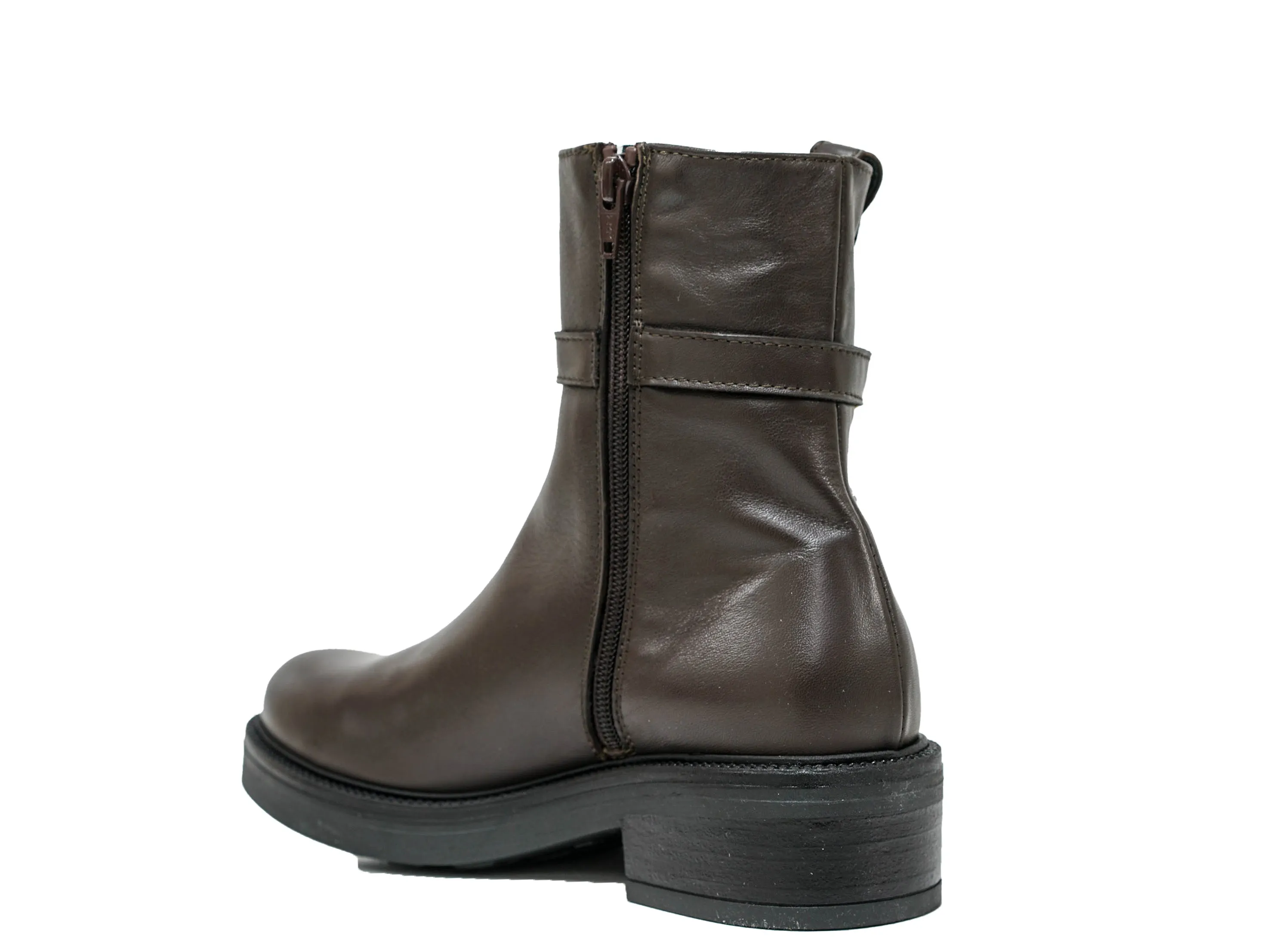 Roberto Serpentini Women's Leather Dark Brown & Gold Zip Boots M22 30% OFF