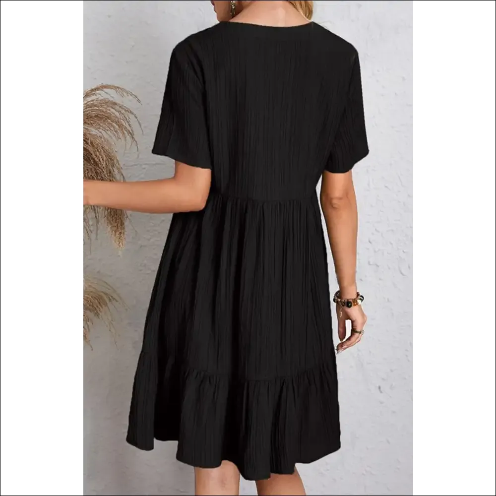 Sassy Ruched V-Neck Short Sleeve Dress