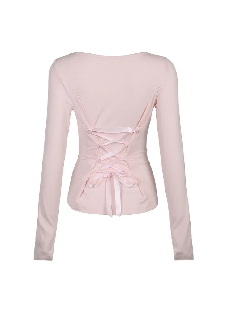 Satin Lace-Up Ballet Top