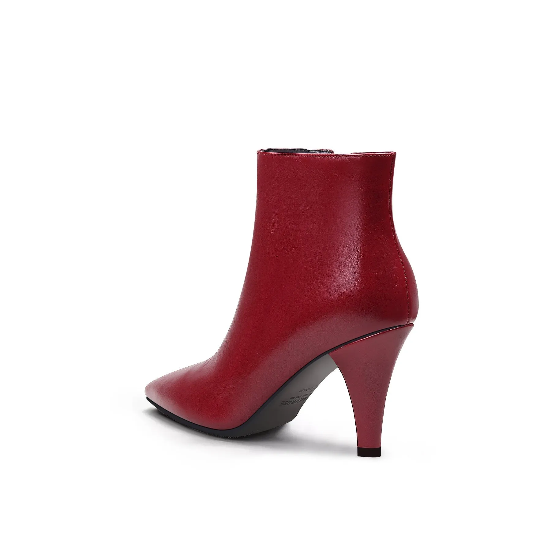 Simple Leather Stiletto Bootie - Red