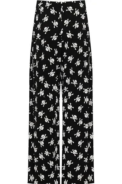 Skull Bones Print Palazzo Trouser