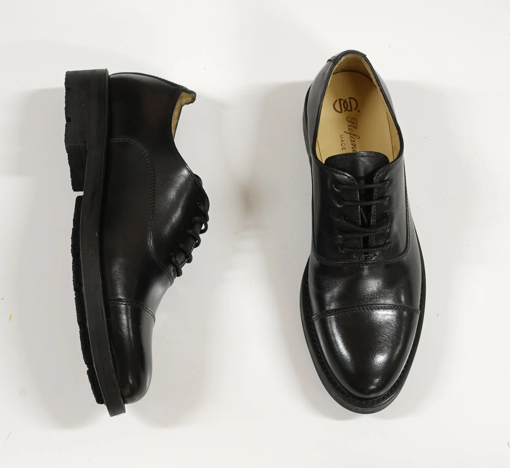 Stefano Stefani Women's Black Leather Lace Up Shoe 8047  Special $190