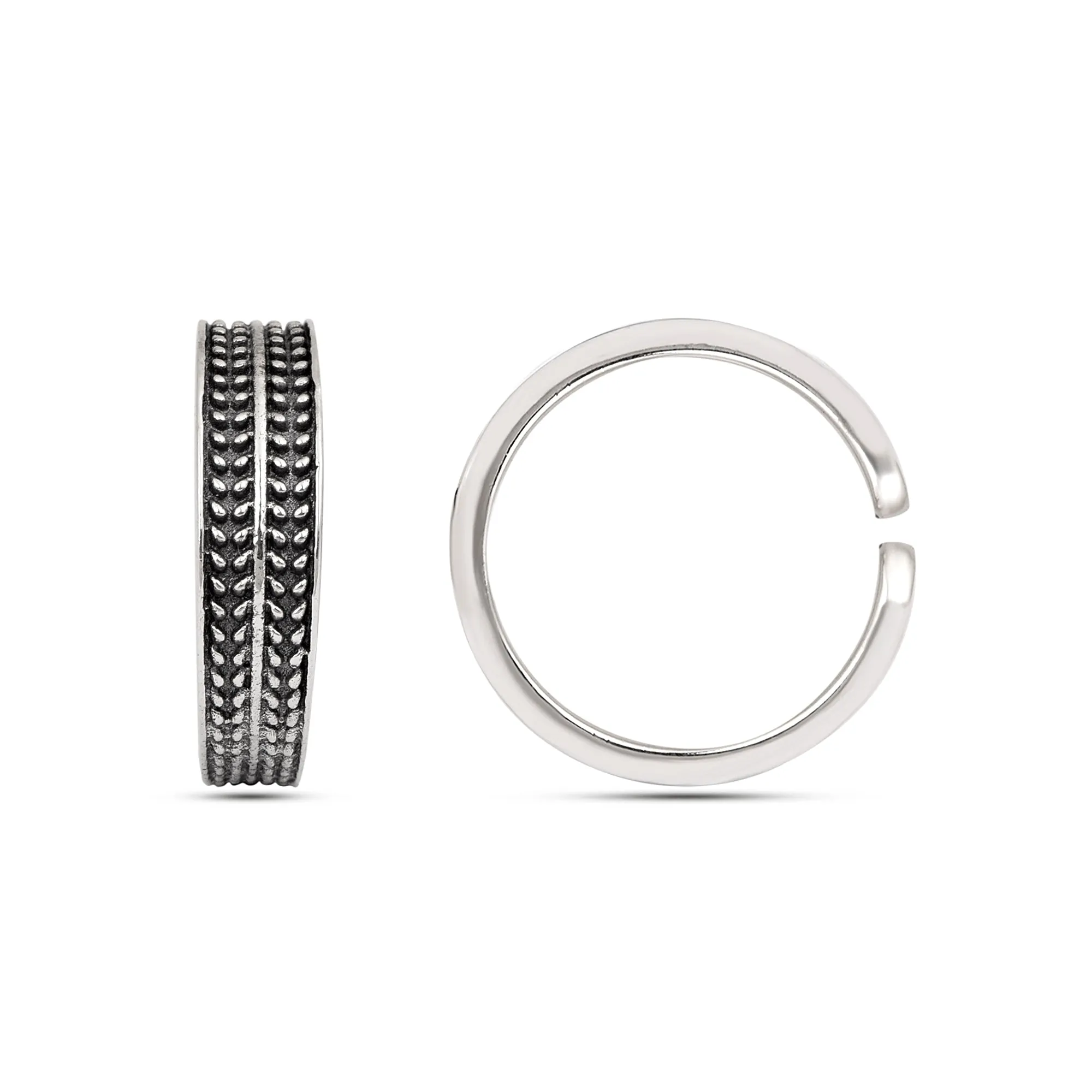 Sterling Silver Engraved Lines Oxidized Toe Ring