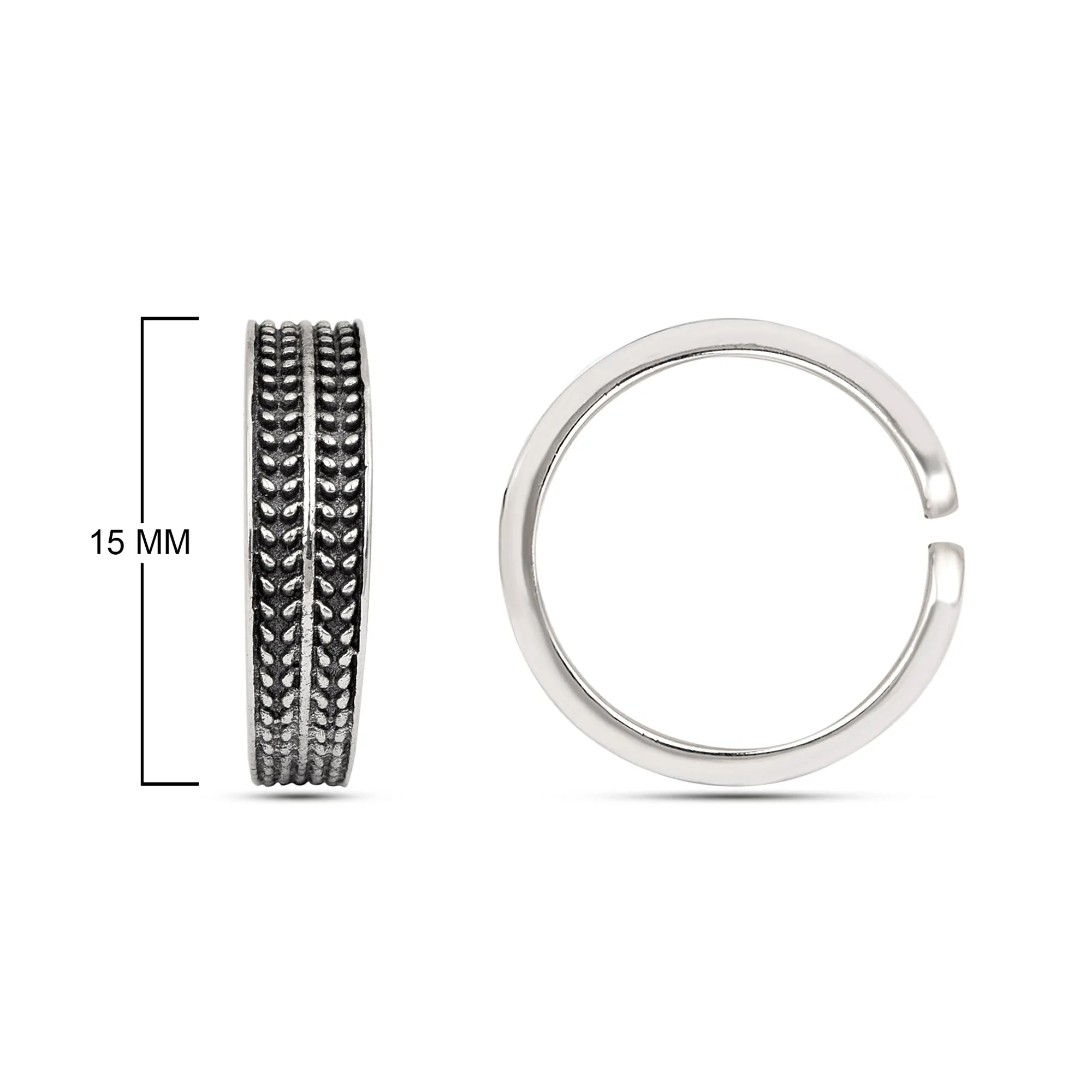 Sterling Silver Engraved Lines Oxidized Toe Ring