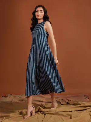 Tencel Navy Stripe Sleeveless Midi