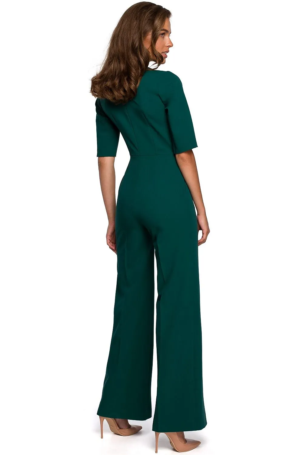 V-Neck Tie Wide Leg Jumpsuit