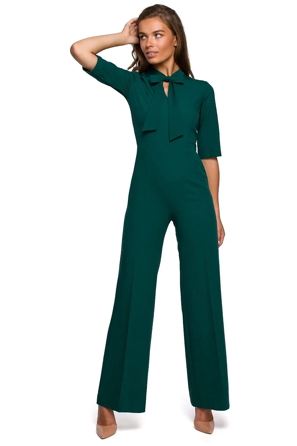 V-Neck Tie Wide Leg Jumpsuit
