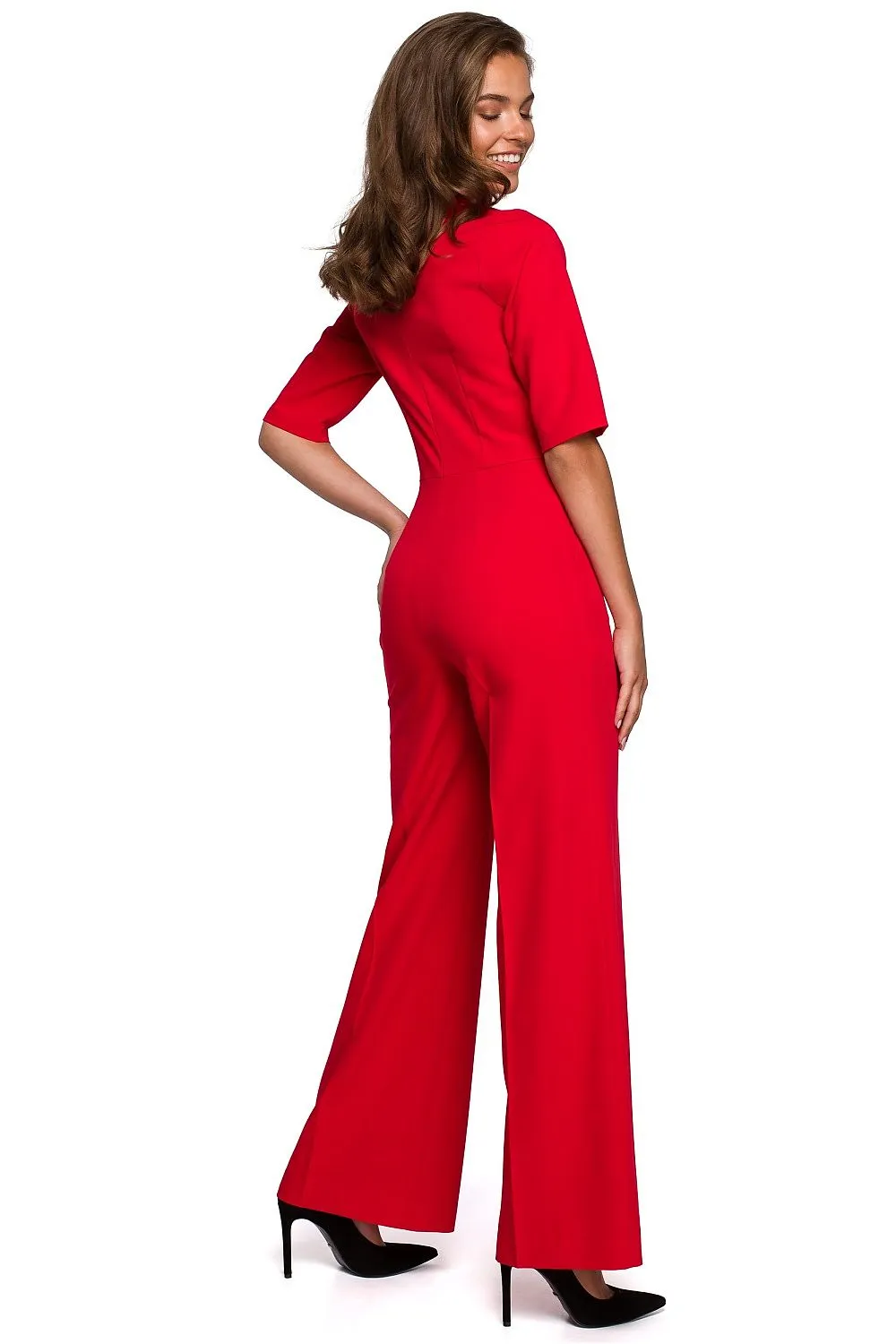V-Neck Tie Wide Leg Jumpsuit