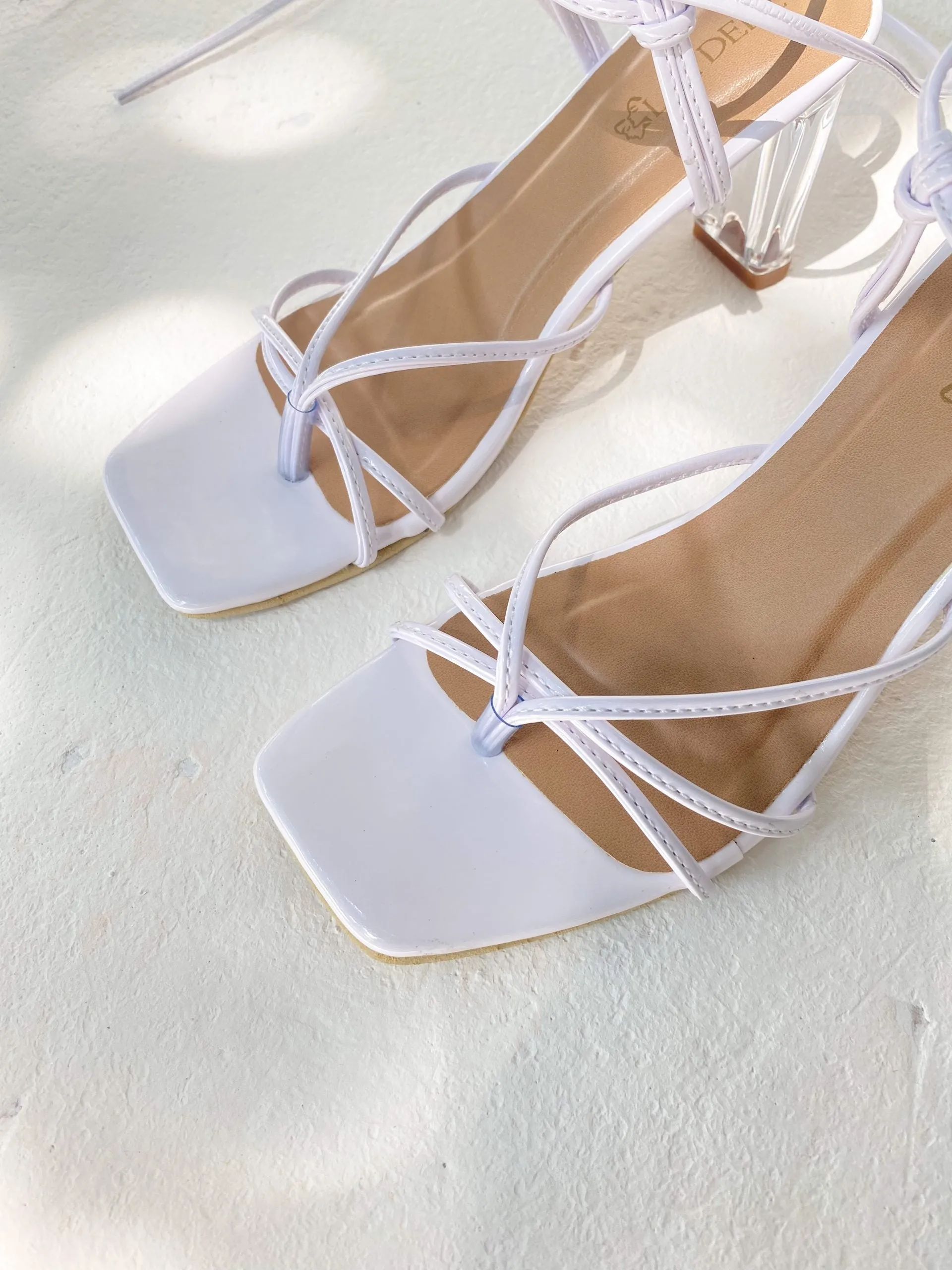 Vera Tie Up Glass Heels