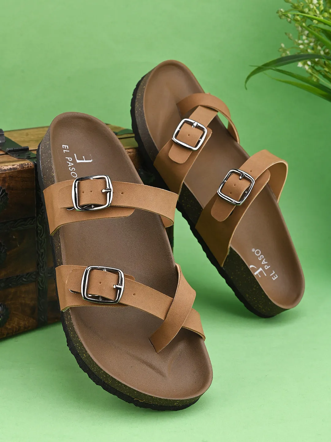 Women One Toe Flats with Buckles