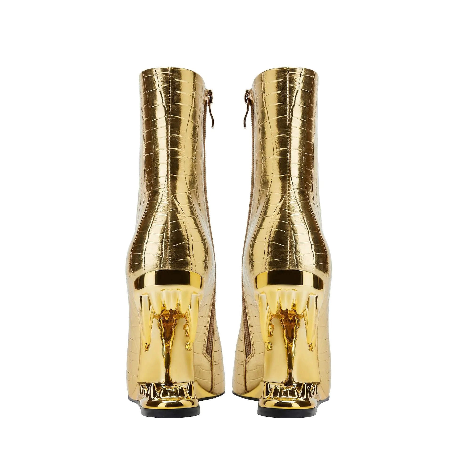 Women Pointed Tiger Tooth Heel Stone Pattern Shaped Wedge Heels